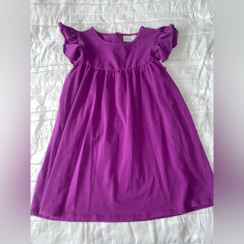 Pearls & Piggytails girls Purple Dress with ruffle sleeves